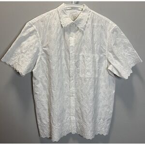 Gap X Doen Eyelet Shirt Women's Size M White 100% Cotton